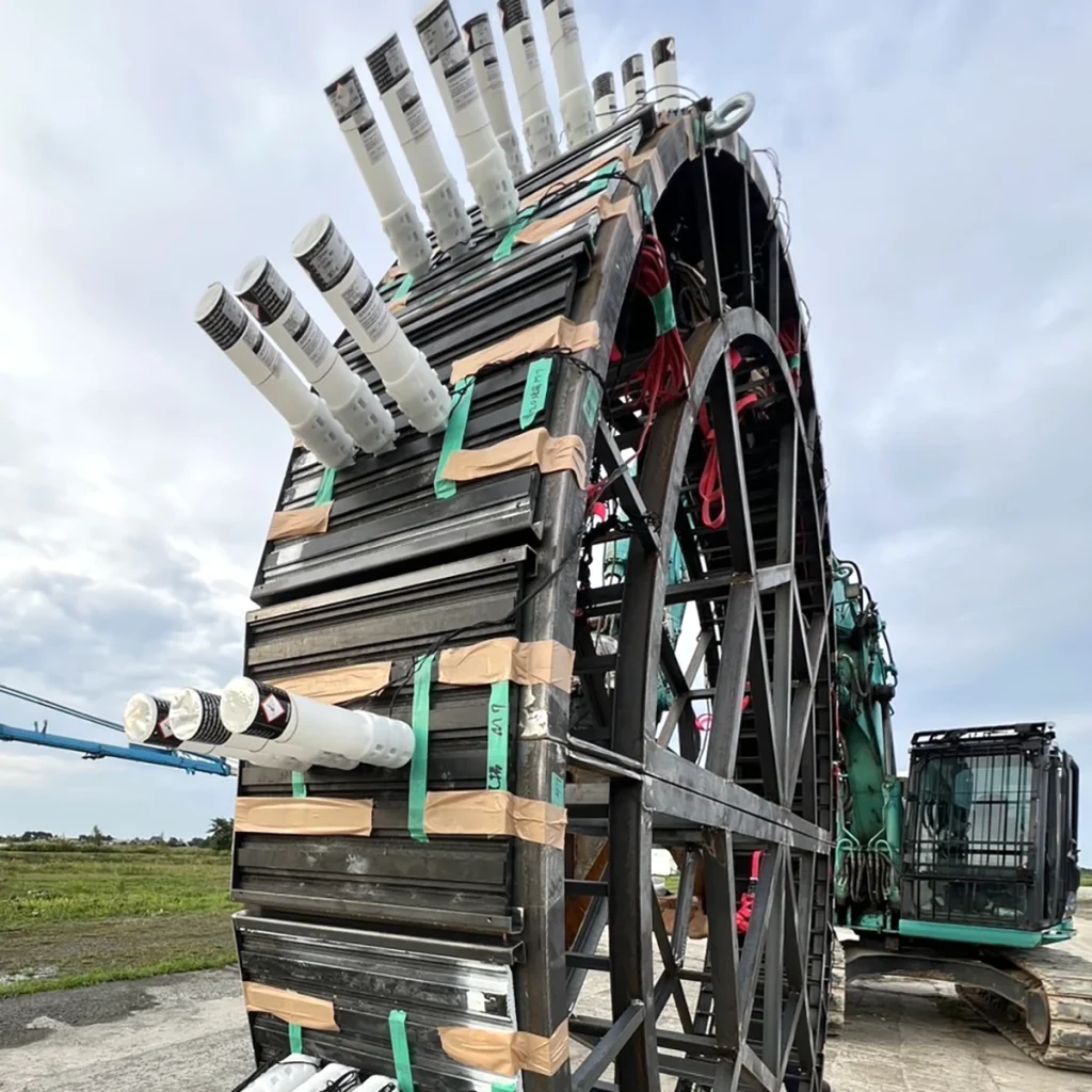 360度クレーン花火の機材